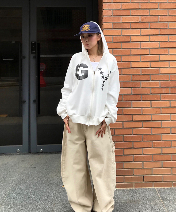 【PREMIUM】刺繍ロングコットンパンツ BEIGE