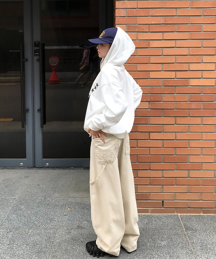 【PREMIUM】刺繍ロングコットンパンツ BEIGE