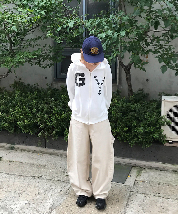 【PREMIUM】刺繍ロングコットンパンツ BEIGE