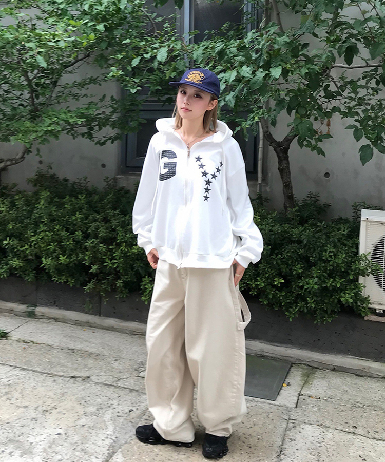 【PREMIUM】刺繍ロングコットンパンツ BEIGE