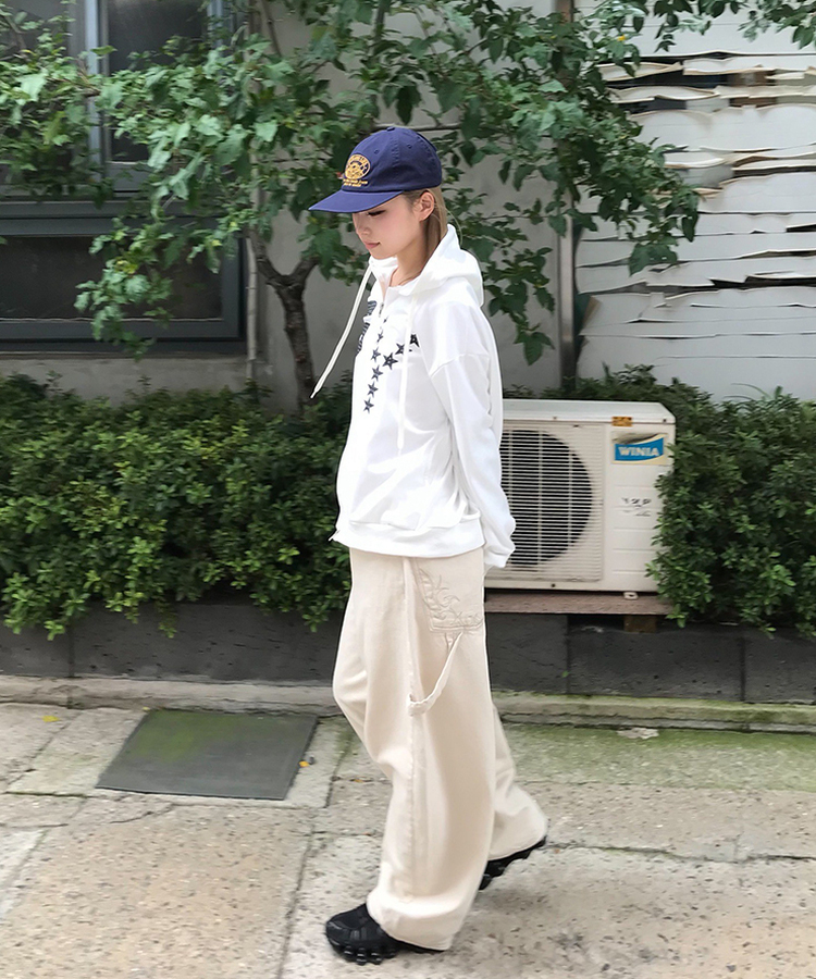 【PREMIUM】刺繍ロングコットンパンツ BEIGE