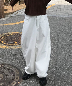 【丈別】ワイドコットンパンツ WHITE