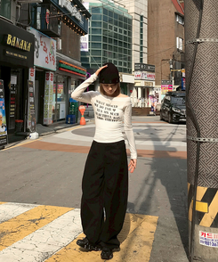 【丈別】ワイドコットンパンツ BLACK