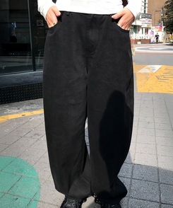 【丈別】ワイドコットンパンツ BLACK