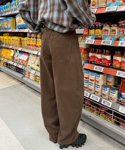 【丈別】ワイドコットンパンツ DARK BROWN