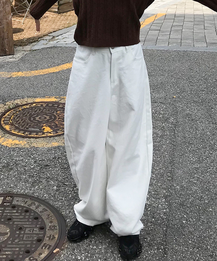 【丈別】ワイドコットンパンツ WHITE