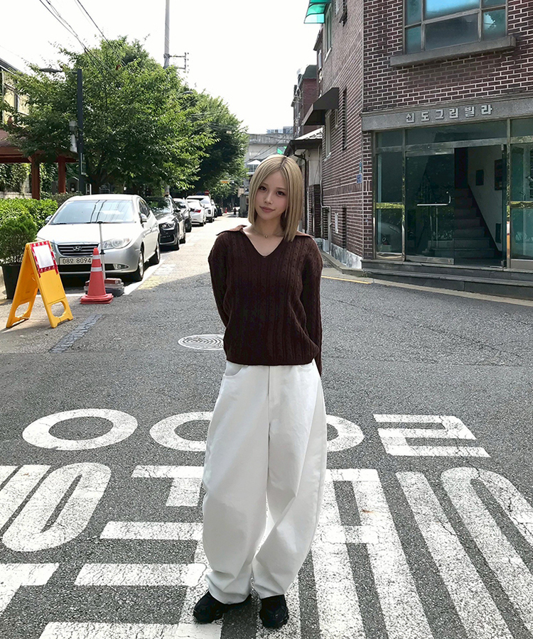 【丈別】ワイドコットンパンツ WHITE