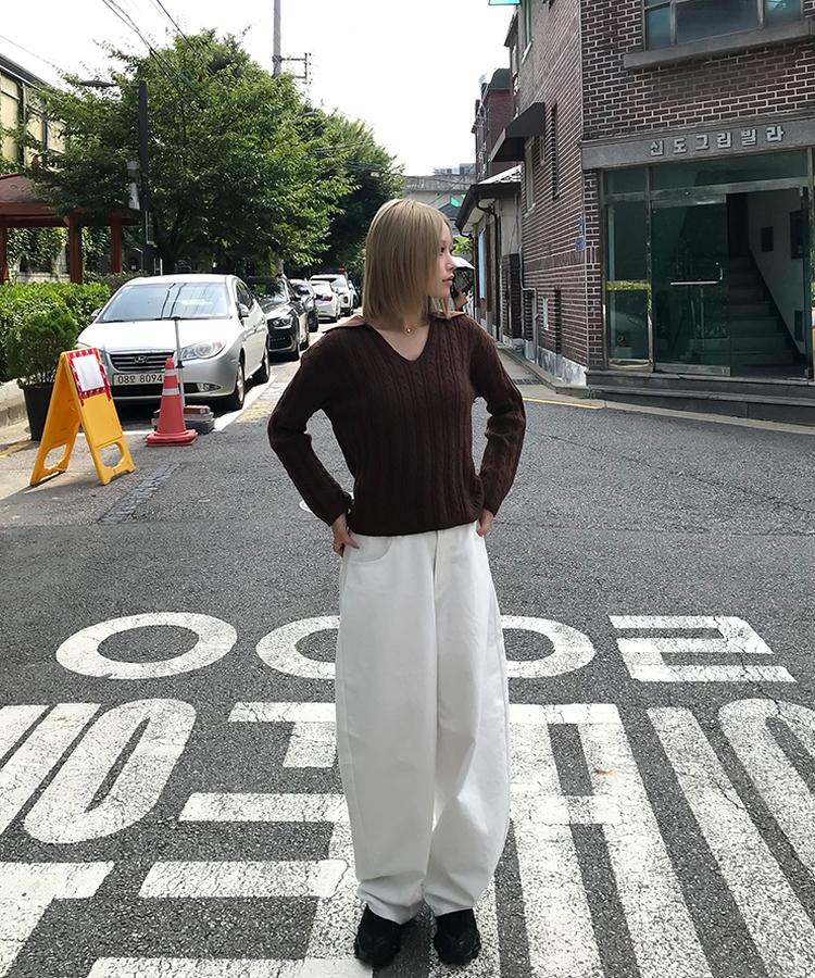 【丈別】ワイドコットンパンツ WHITE