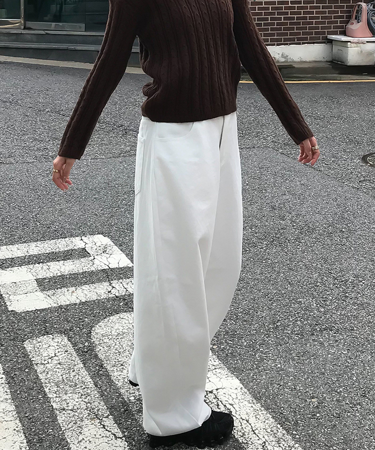 【丈別】ワイドコットンパンツ WHITE