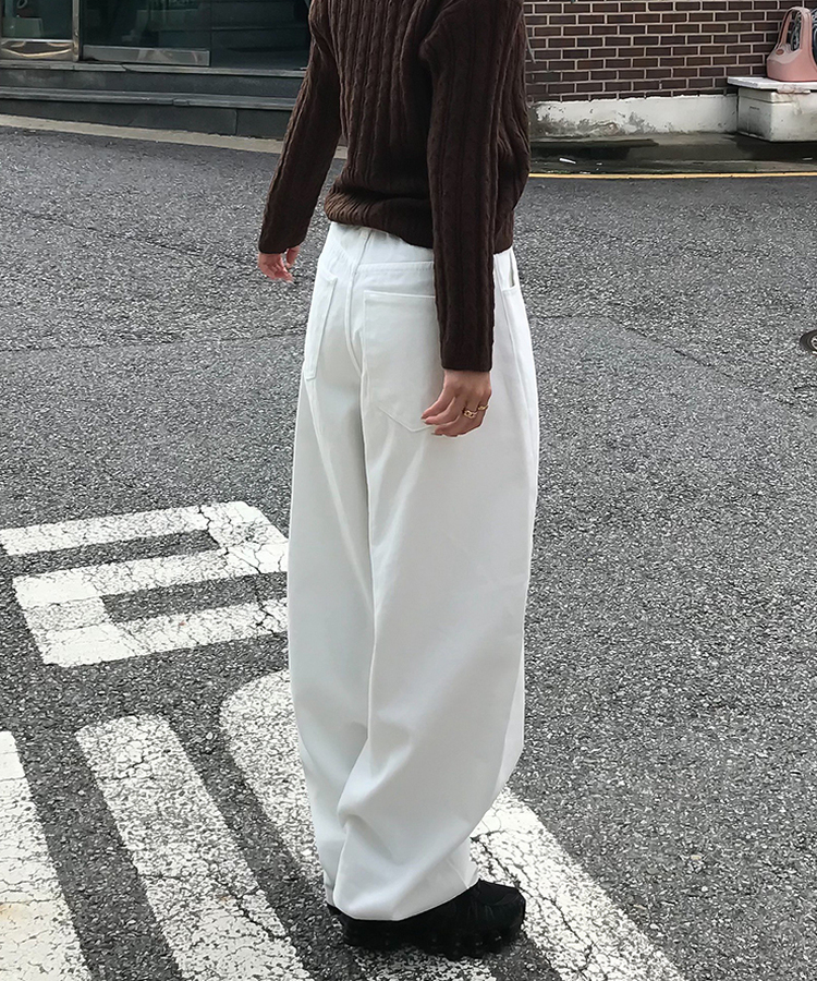 【丈別】ワイドコットンパンツ WHITE