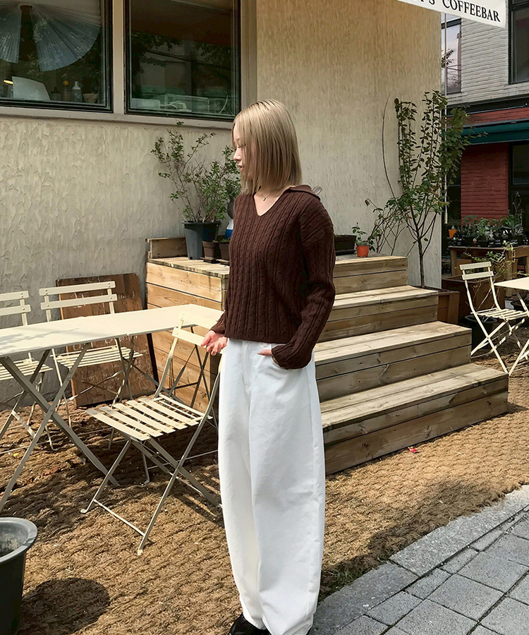 【丈別】ワイドコットンパンツ WHITE