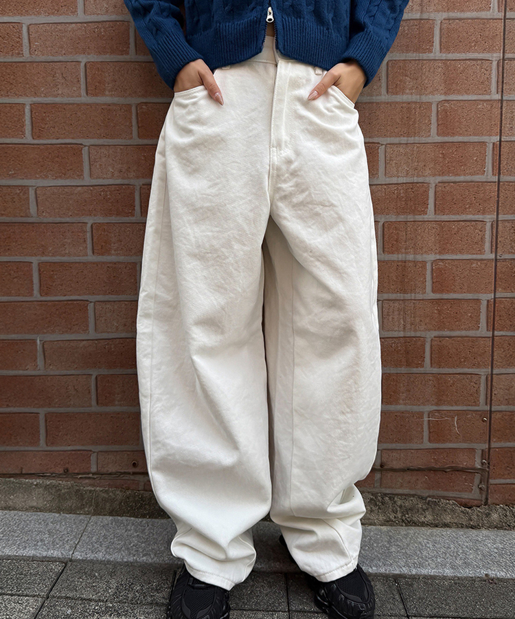 【丈別】ワイドコットンパンツ WHITE