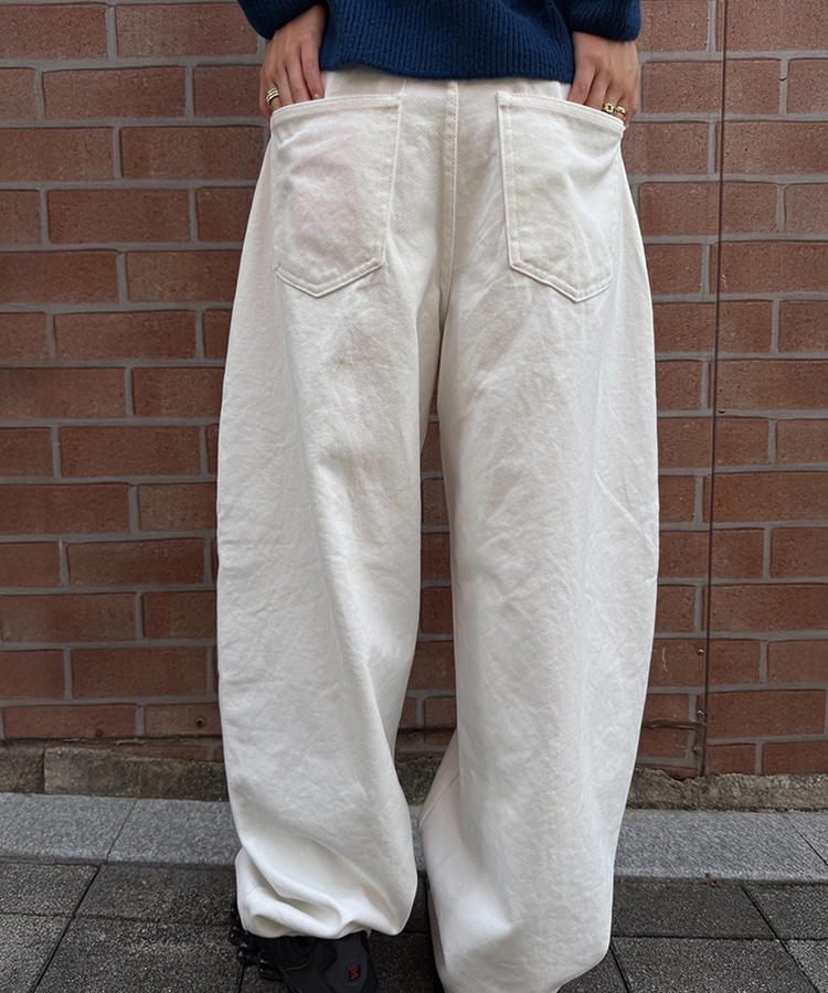 【丈別】ワイドコットンパンツ WHITE