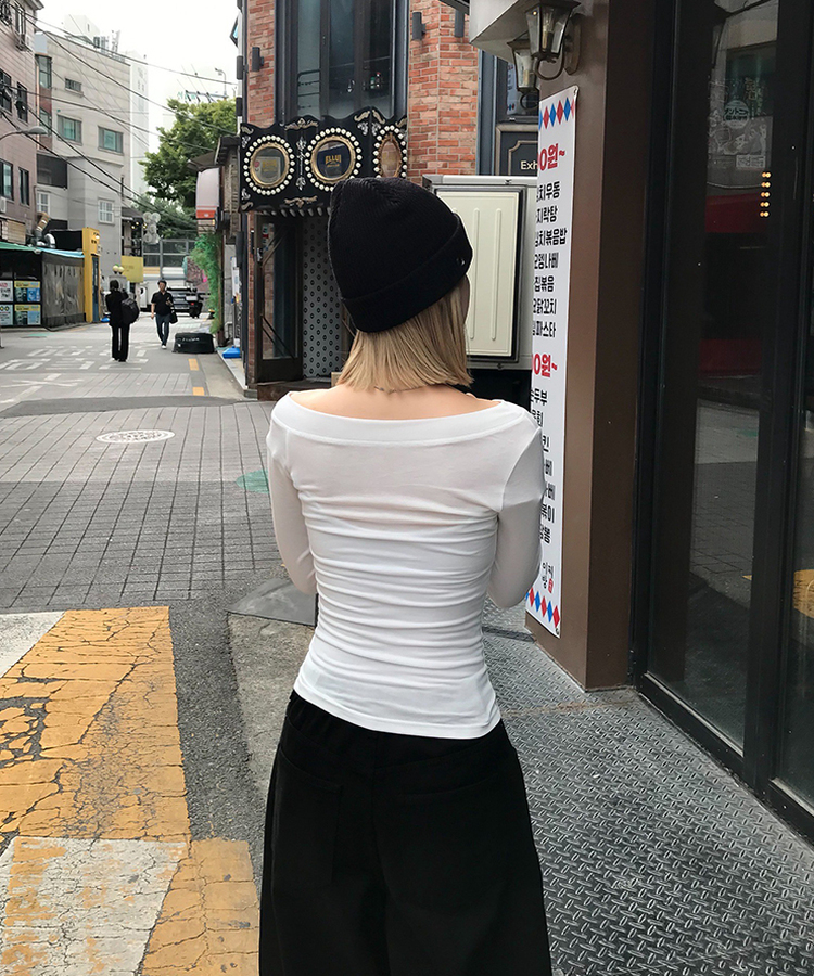 【丈別】ワイドコットンパンツ BLACK