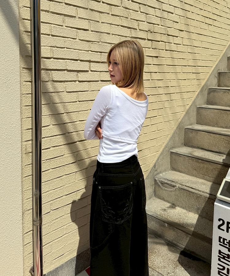 투피스 발레코어 골지T