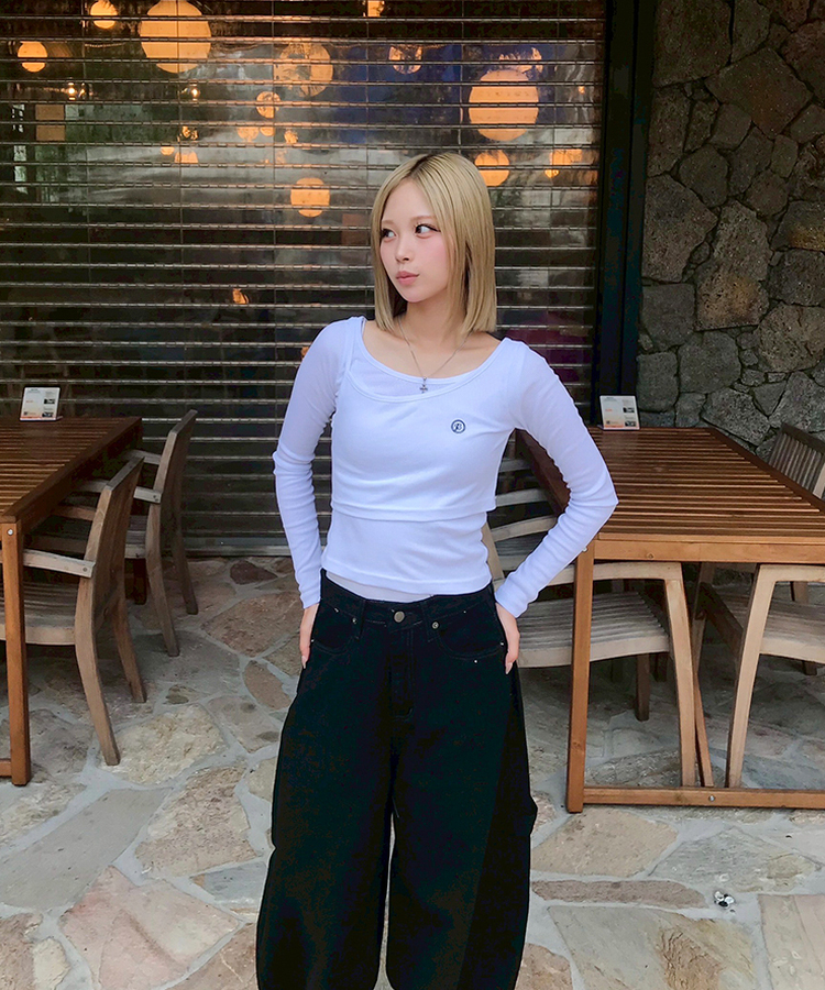 투피스 발레코어 골지T