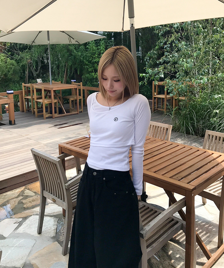 투피스 발레코어 골지T