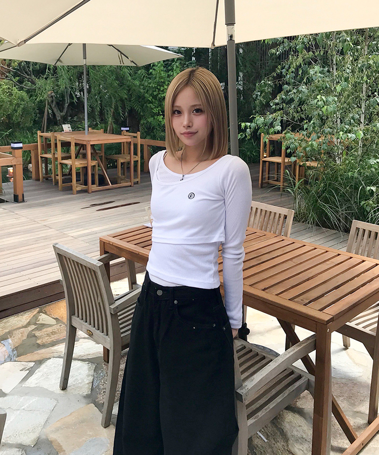 투피스 발레코어 골지T