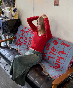 【丈別】スリットウォッシングデニムスカート DENIM