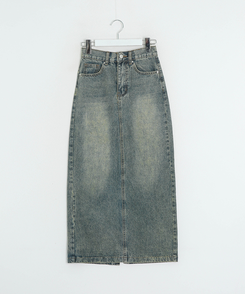 【丈別】スリットウォッシングデニムスカート