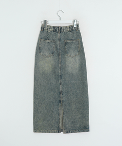 【丈別】スリットウォッシングデニムスカート