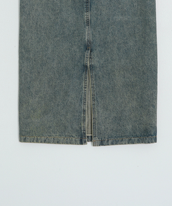 【丈別】スリットウォッシングデニムスカート