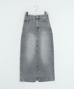 【丈別】スリットウォッシングデニムスカート