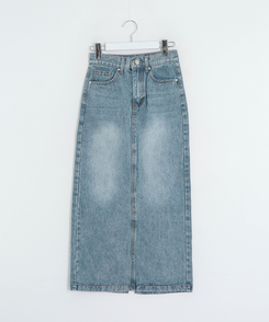 【丈別】スリットウォッシングデニムスカート