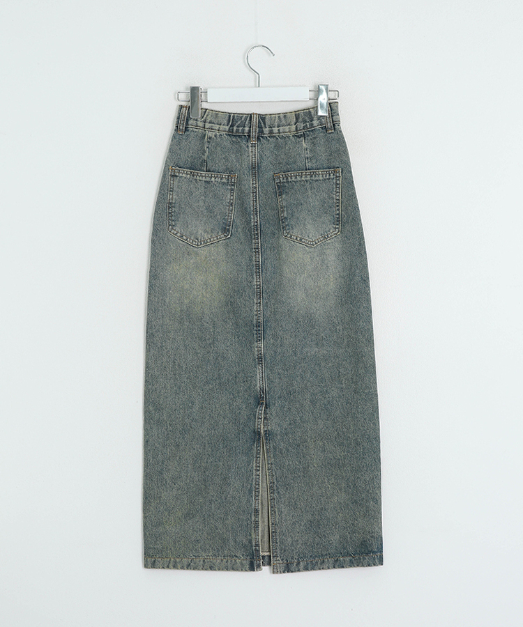 【丈別】スリットウォッシングデニムスカート