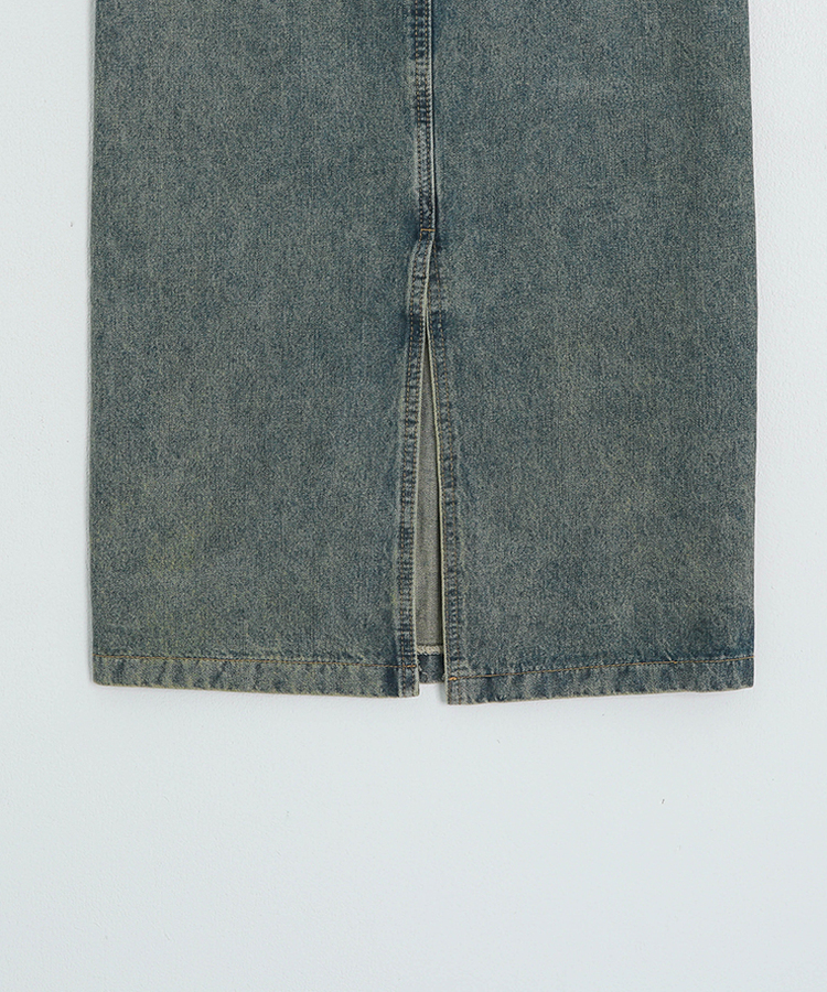 【丈別】スリットウォッシングデニムスカート