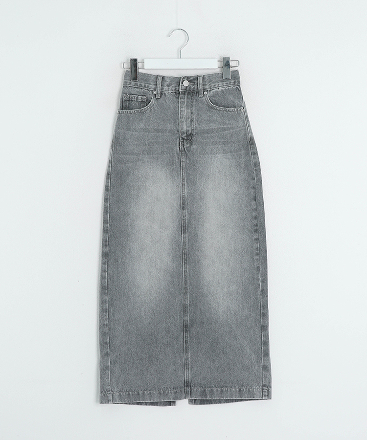 【丈別】スリットウォッシングデニムスカート