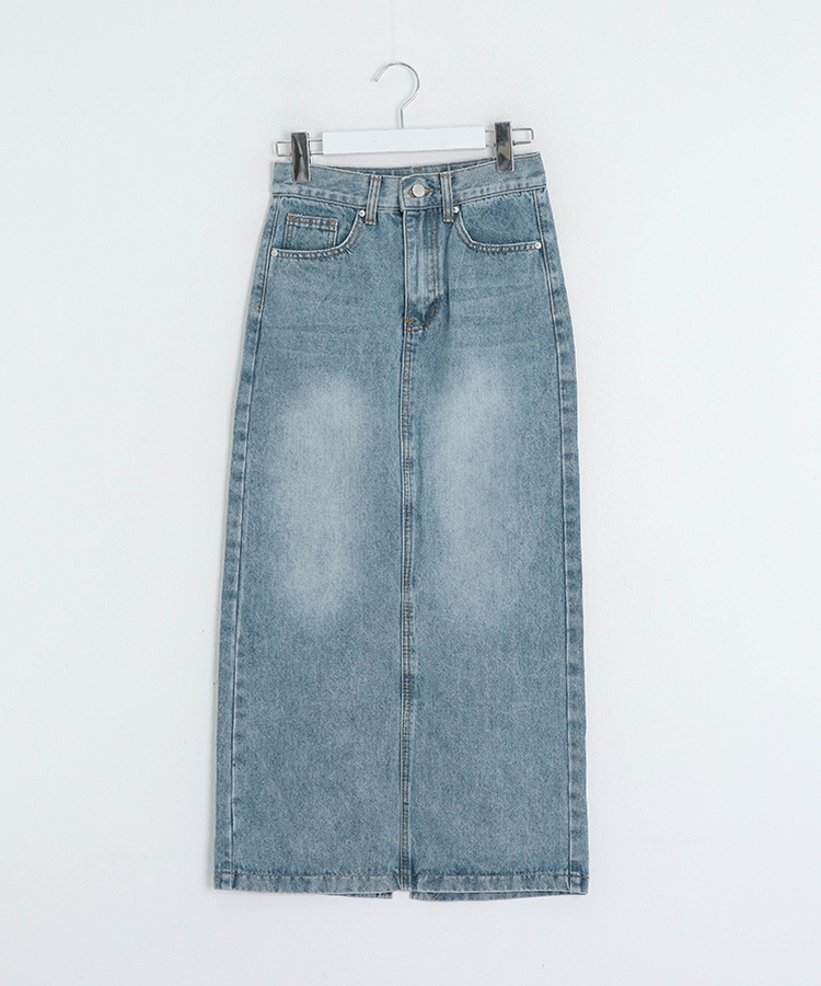 【丈別】スリットウォッシングデニムスカート