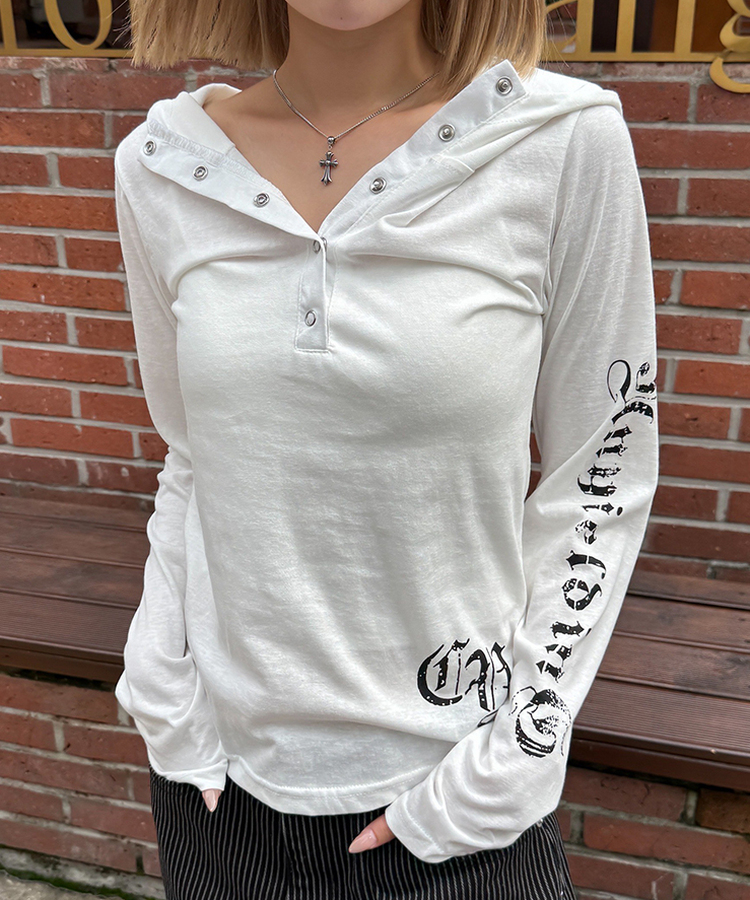 스타 라인 후드 티셔츠 화이트