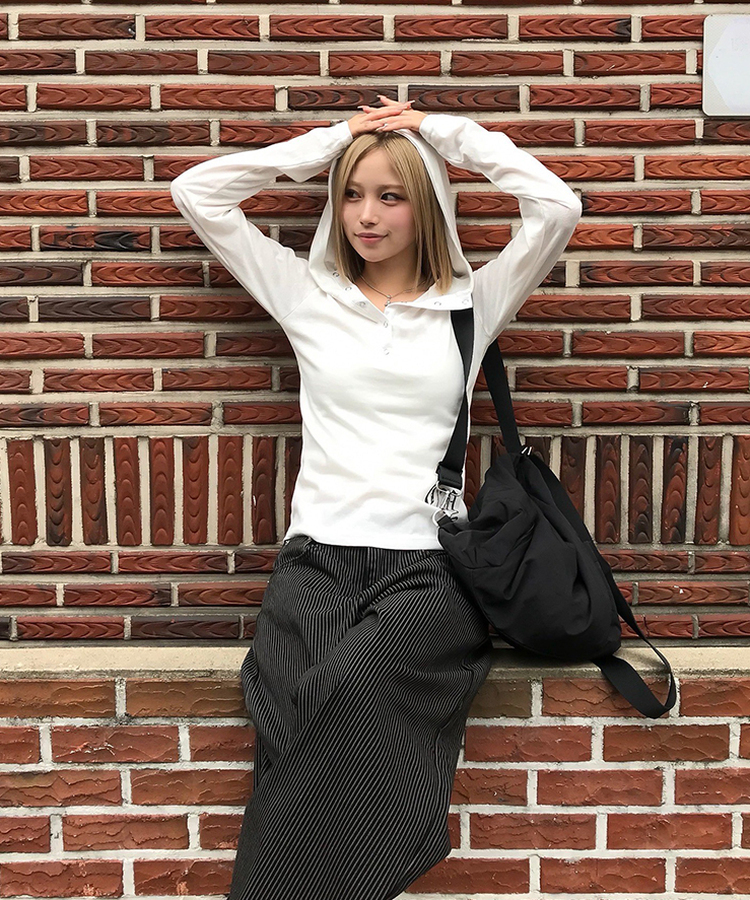 스타 라인 후드 티셔츠 화이트