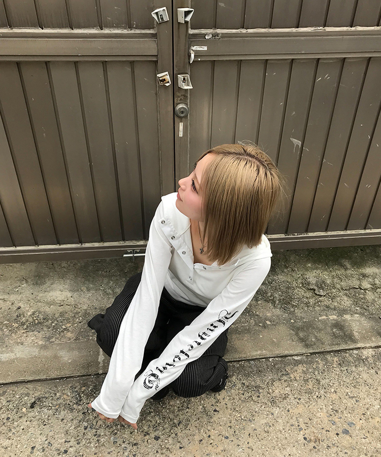 스타 라인 후드 티셔츠 화이트