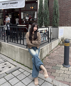 スエードクロップジャケット GREY BROWN