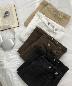 3XL허얇골넓 밑단스냅 절개 핀턱 비조 와이드 벌룬 면팬츠