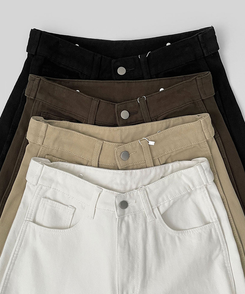 3XL허얇골넓 밑단스냅 절개 핀턱 비조 와이드 벌룬 면팬츠