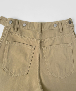 3XL허얇골넓 밑단스냅 절개 핀턱 비조 와이드 벌룬 면팬츠