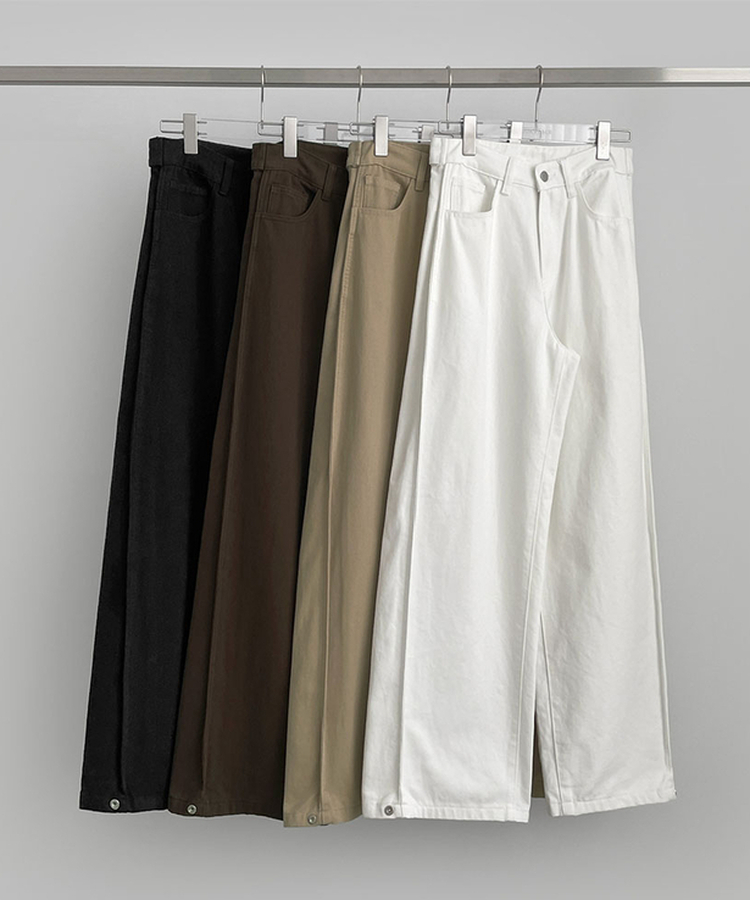 3XL허얇골넓 밑단스냅 절개 핀턱 비조 와이드 벌룬 면팬츠