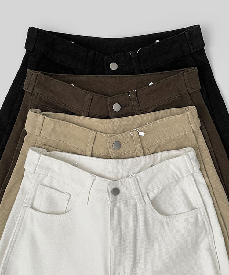 3XL허얇골넓 밑단스냅 절개 핀턱 비조 와이드 벌룬 면팬츠