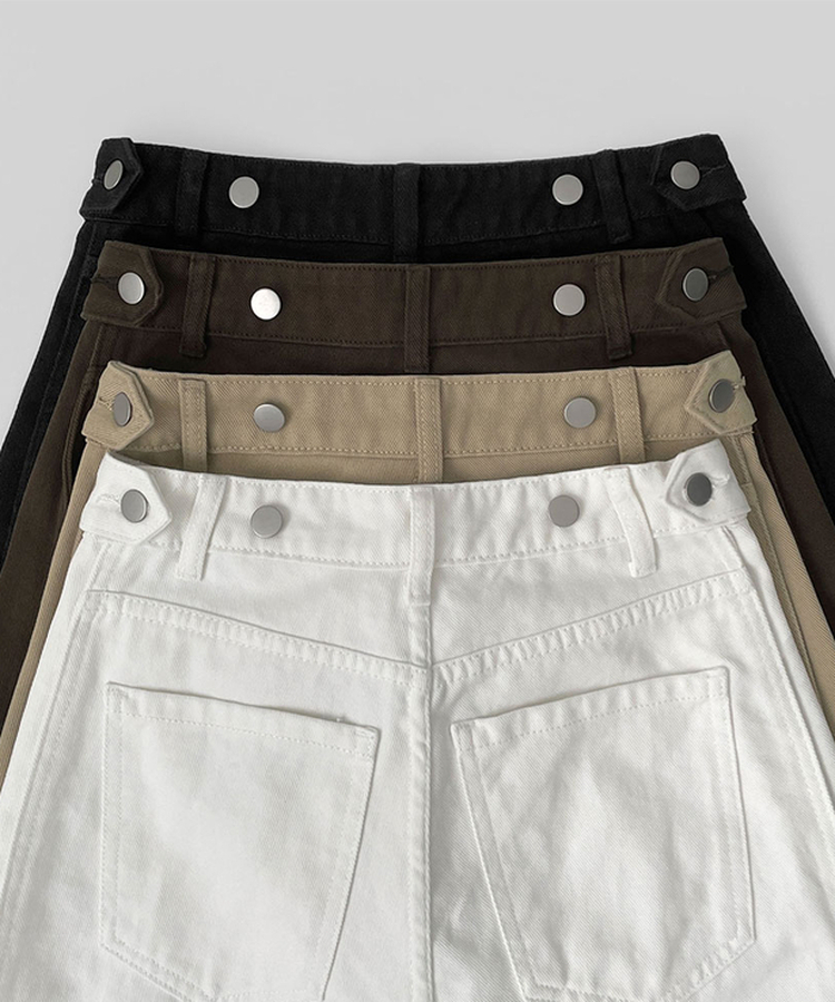 3XL허얇골넓 밑단스냅 절개 핀턱 비조 와이드 벌룬 면팬츠