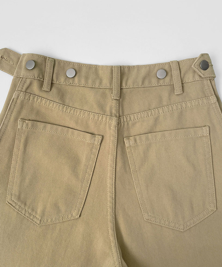 3XL허얇골넓 밑단스냅 절개 핀턱 비조 와이드 벌룬 면팬츠