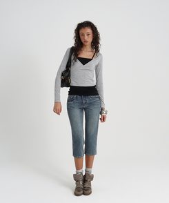 ヴィンテージ9分丈ジーンズ BLUE