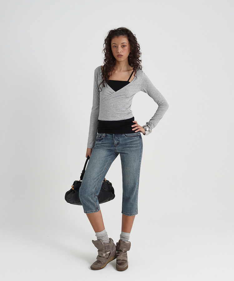 ヴィンテージ9分丈ジーンズ BLUE