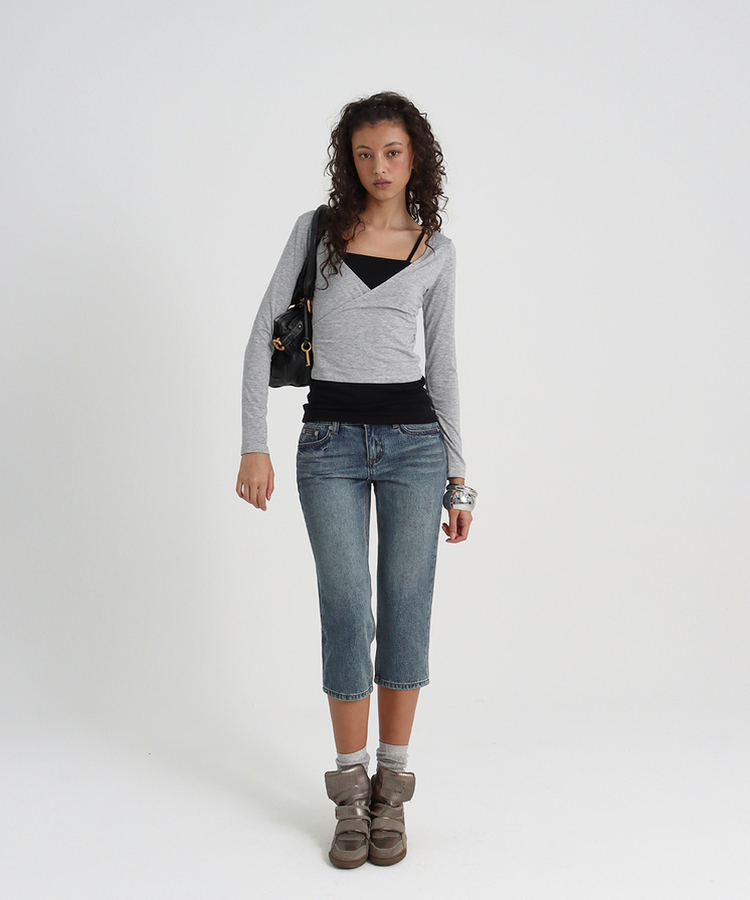 ヴィンテージ9分丈ジーンズ BLUE