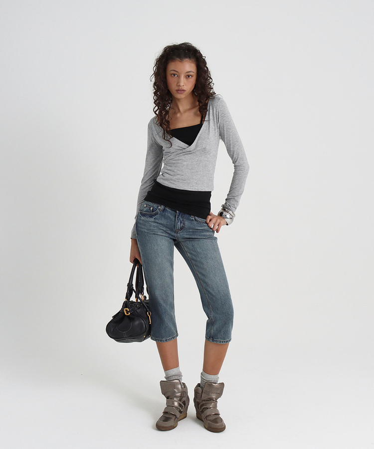 ヴィンテージ9分丈ジーンズ BLUE