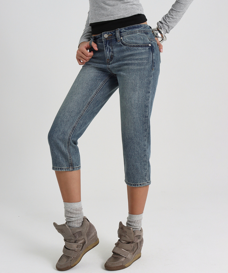 ヴィンテージ9分丈ジーンズ BLUE