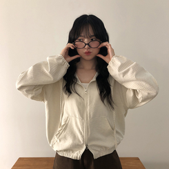 チェックスエードウィンドブレーカー IVORY