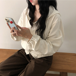 チェックスエードウィンドブレーカー IVORY